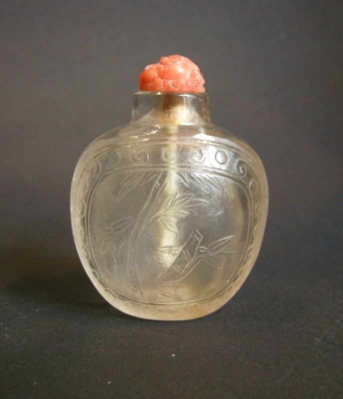 Snuff bottle rock Crystal engraved with bamboo | MasterArt